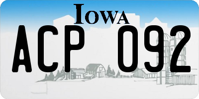 IA license plate ACP092