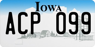 IA license plate ACP099