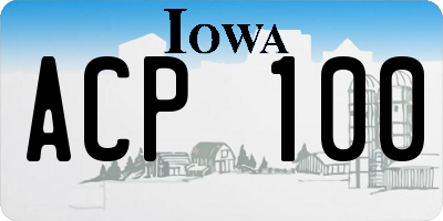 IA license plate ACP100