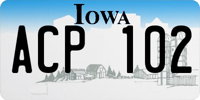 IA license plate ACP102