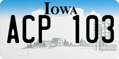 IA license plate ACP103