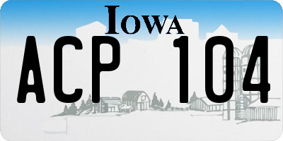 IA license plate ACP104