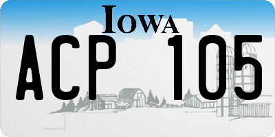 IA license plate ACP105