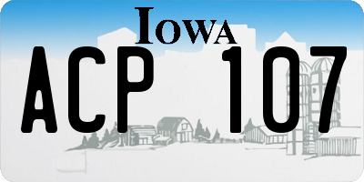 IA license plate ACP107