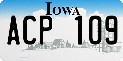 IA license plate ACP109