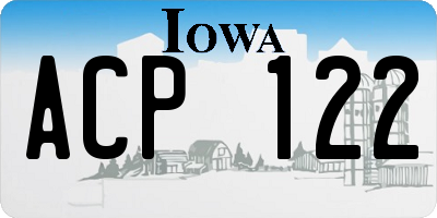 IA license plate ACP122