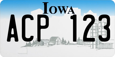 IA license plate ACP123