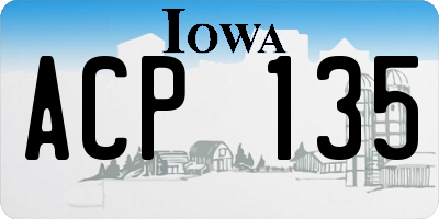 IA license plate ACP135
