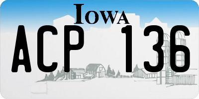 IA license plate ACP136