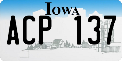 IA license plate ACP137