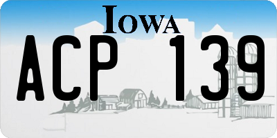 IA license plate ACP139