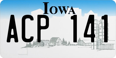 IA license plate ACP141