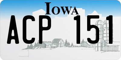 IA license plate ACP151