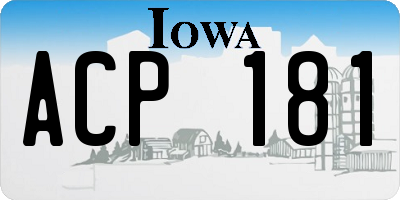 IA license plate ACP181