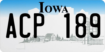 IA license plate ACP189