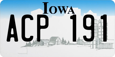 IA license plate ACP191