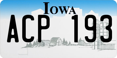 IA license plate ACP193