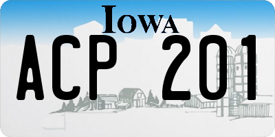 IA license plate ACP201
