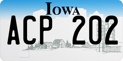 IA license plate ACP202