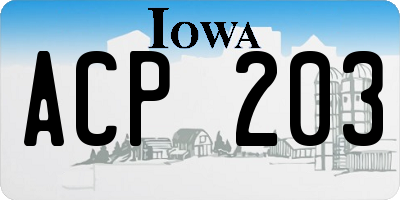 IA license plate ACP203