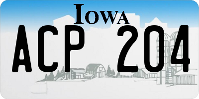 IA license plate ACP204