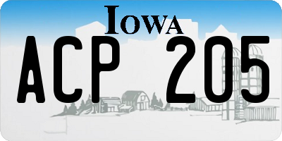 IA license plate ACP205