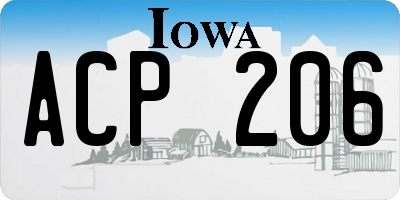 IA license plate ACP206