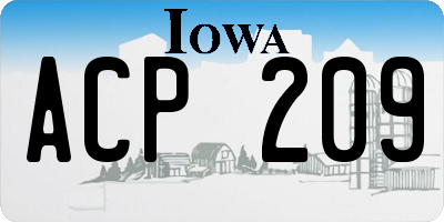 IA license plate ACP209