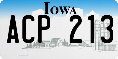 IA license plate ACP213