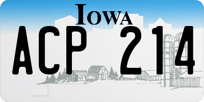 IA license plate ACP214