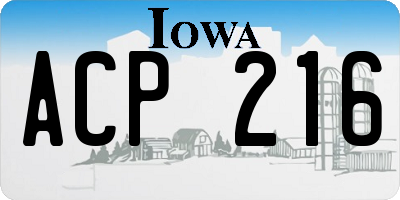 IA license plate ACP216
