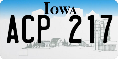 IA license plate ACP217