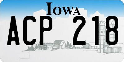 IA license plate ACP218