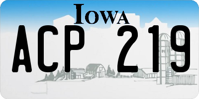 IA license plate ACP219