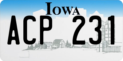 IA license plate ACP231