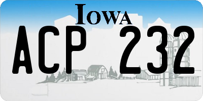 IA license plate ACP232