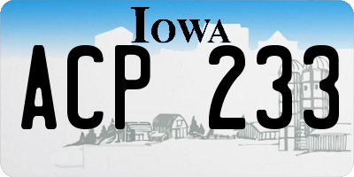 IA license plate ACP233