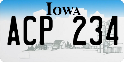 IA license plate ACP234
