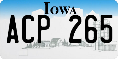 IA license plate ACP265