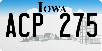 IA license plate ACP275
