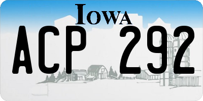 IA license plate ACP292