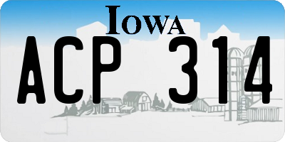 IA license plate ACP314