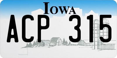 IA license plate ACP315