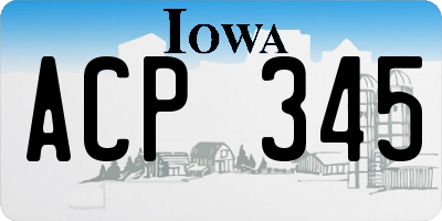 IA license plate ACP345