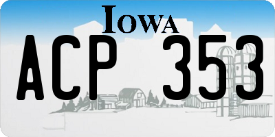 IA license plate ACP353
