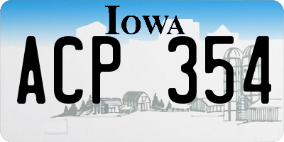IA license plate ACP354