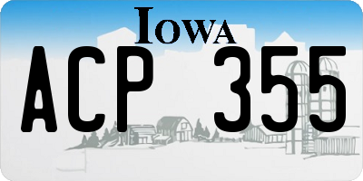 IA license plate ACP355