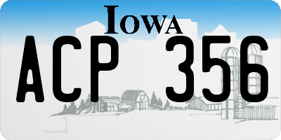 IA license plate ACP356