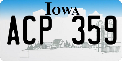 IA license plate ACP359