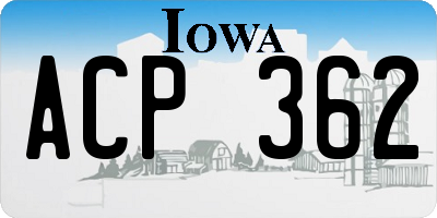IA license plate ACP362
